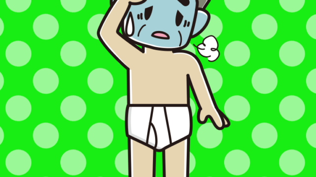 具合が悪い下着姿のおじさんのイラスト【色、背景あり】PNG