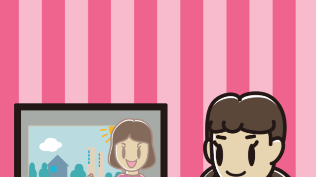 テレビに案内する女子中学生のイラスト【色、背景あり】PNG