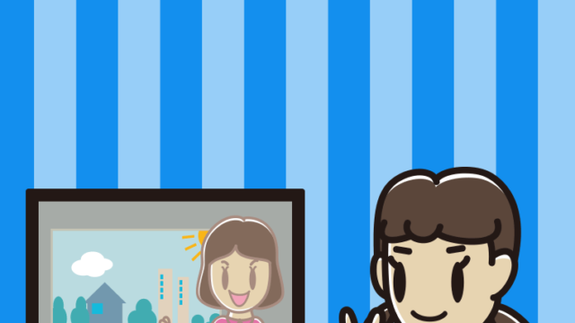 テレビにピースをする女子中学生のイラスト【色、背景あり】PNG