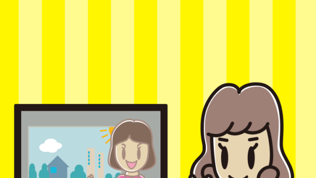 テレビにピースをする女子大学生のイラスト【色、背景あり】PNG