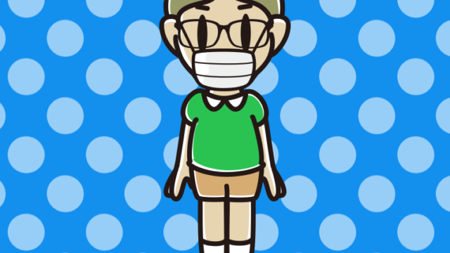 マスクをする眼鏡の小学生男子のイラスト【色、背景あり】PNG