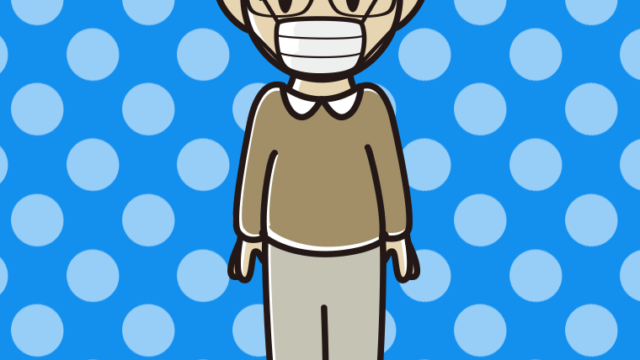 マスクをする眼鏡のおじいさんのイラスト【色、背景あり】PNG