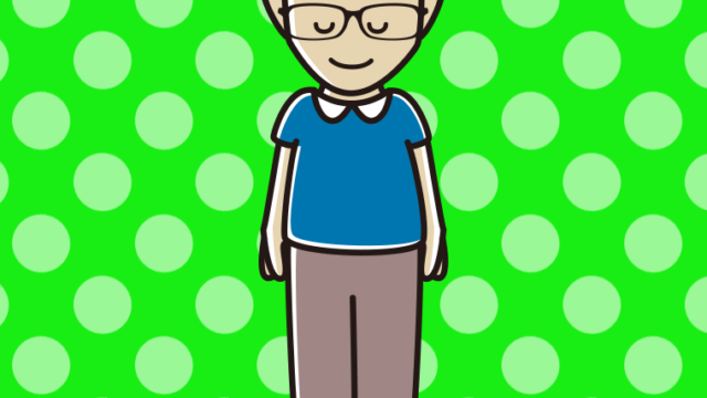 お辞儀する眼鏡の男性のイラスト【色、背景あり】PNG