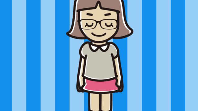 お辞儀する眼鏡の小学生女子のイラスト【色、背景あり】PNG