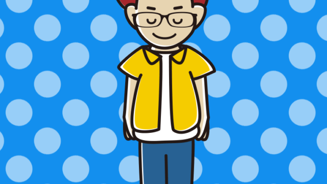 お辞儀する眼鏡の男子大学生のイラスト【色、背景あり】PNG