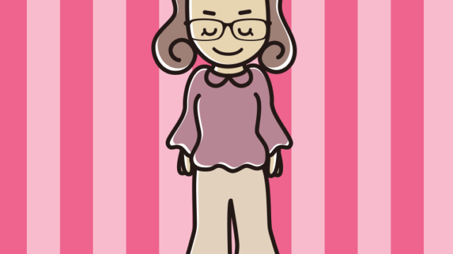 お辞儀する眼鏡の女子大学生のイラスト【色、背景あり】PNG