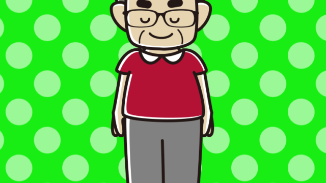 お辞儀する眼鏡のおじさんのイラスト【色、背景あり】PNG