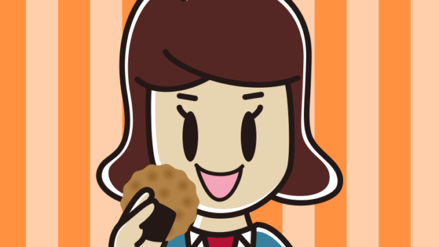 お煎餅を食べる女子高校生のイラスト【色、背景あり】PNG