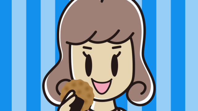 お煎餅を食べる女子大学生のイラスト【色、背景あり】PNG