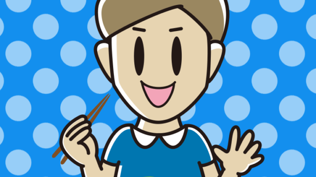 エビフライを食べる男性のイラスト【色、背景あり】PNG