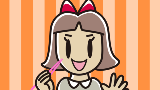 エビフライを食べる小学生女子のイラスト【色、背景あり】PNG