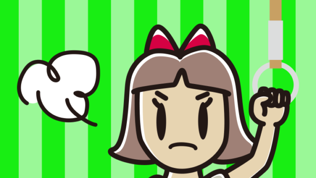 つり革につかまり怒る小学生女子のイラスト【色、背景あり】PNG