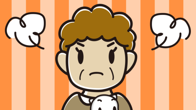 猫を抱いて怒るおばさんのイラスト【色、背景あり】PNG