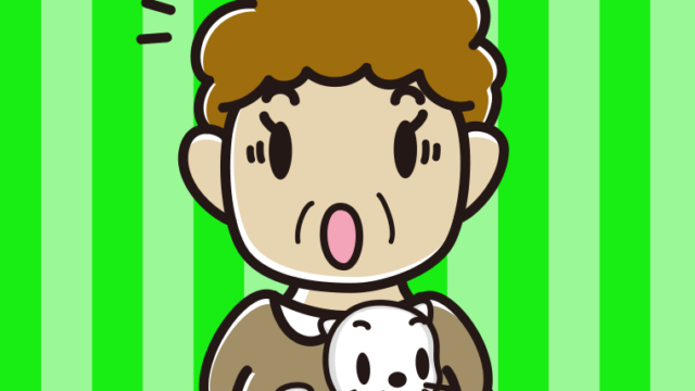 猫を抱いて驚くおばさんのイラスト【色、背景あり】PNG