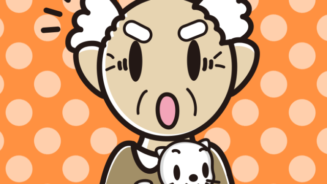 猫を抱いて驚くおじいさんのイラスト【色、背景あり】PNG