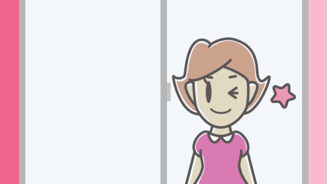 窓からウインクする女性のイラスト【色、背景あり】PNG