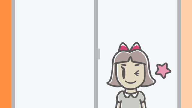 窓からウインクする小学生女子のイラスト【色、背景あり】PNG