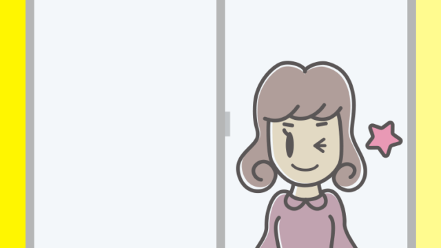 窓からウインクする女子大学生のイラスト【色、背景あり】PNG