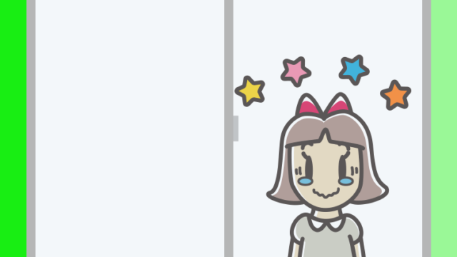 窓でジーンとする小学生女子のイラスト【色、背景あり】PNG