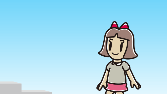 階段を上る小学生女子のイラスト【色、背景あり】PNG