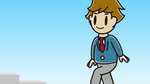 階段を上る男子高校生のイラスト【色、背景あり】PNG