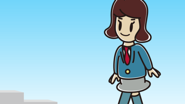 階段を上る女子高校生のイラスト【色、背景あり】PNG