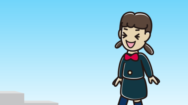 笑いながら階段を上る女子中学生のイラスト【色、背景あり】PNG