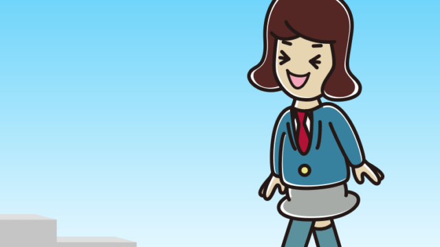 笑いながら階段を上る女子高校生のイラスト【色、背景あり】PNG