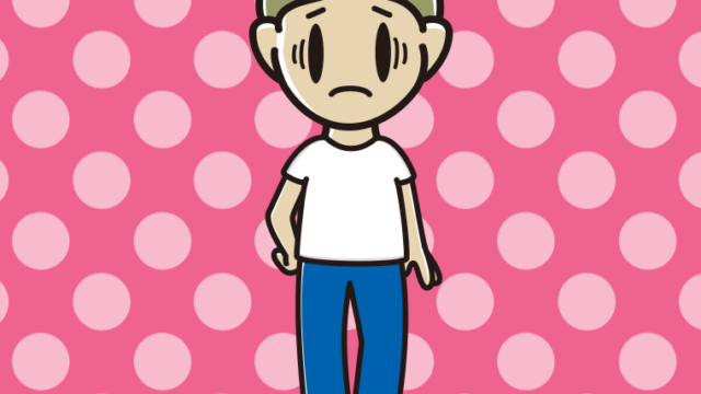 ジーンズに白いTシャツで困る小学生男子のイラスト【色、背景あり】PNG