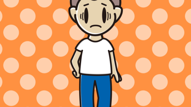 ジーンズに白いTシャツで困る男子中学生のイラスト【色、背景あり】PNG