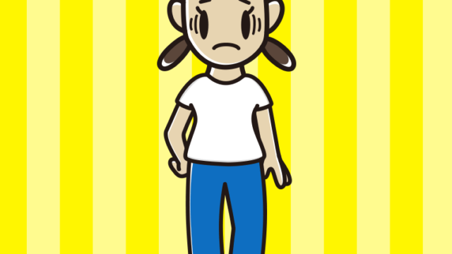 ジーンズに白いTシャツで困る女子中学生のイラスト【色、背景あり】PNG