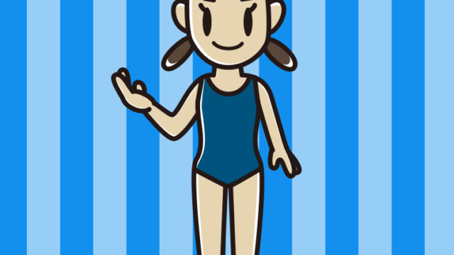 案内するスクール水着の女子中学生のイラスト【色、背景あり】PNG