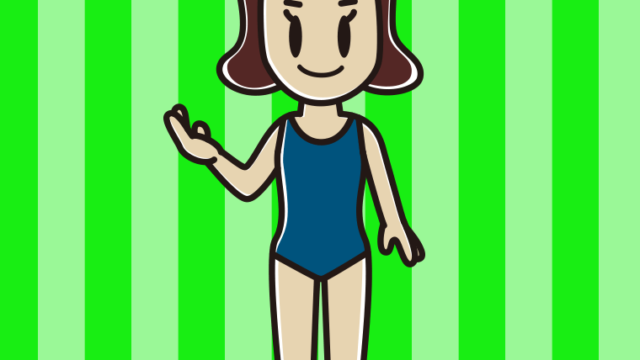 案内するスクール水着の女子高校生のイラスト【色、背景あり】PNG