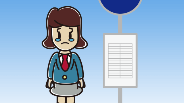 バス停で泣く女子高校生のイラスト【色、背景あり】PNG