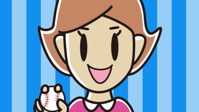 野球ボールを持つ女性のイラスト【色、背景あり】PNG