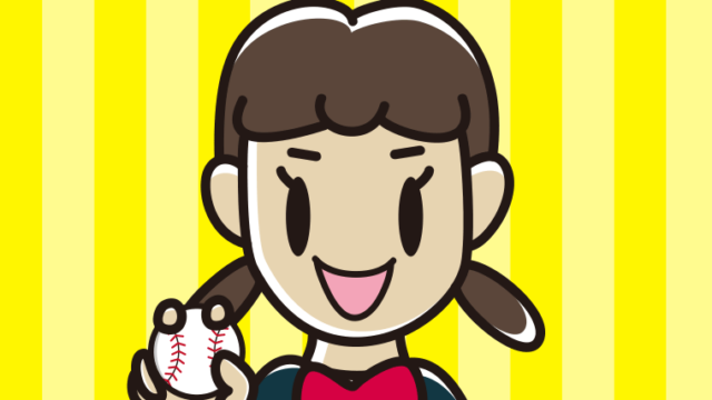 野球ボールを持つ女子中学生のイラスト【色、背景あり】PNG