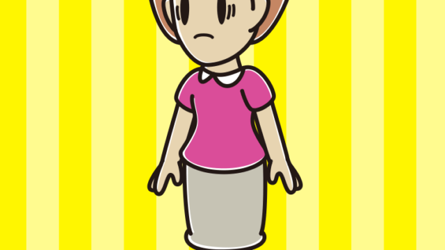 困って歩く女性のイラスト【色、背景あり】PNG