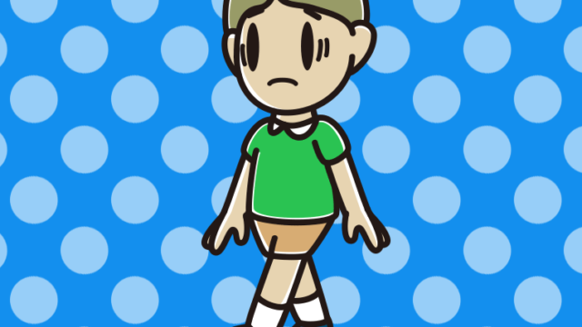 困って歩く小学生男子のイラスト【色、背景あり】PNG