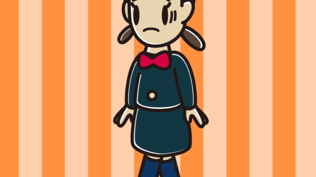 困って歩く女子中学生のイラスト【色、背景あり】PNG