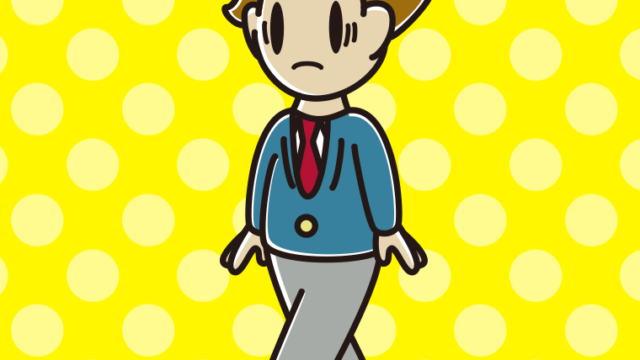 困って歩く男子高校生のイラスト【色、背景あり】PNG