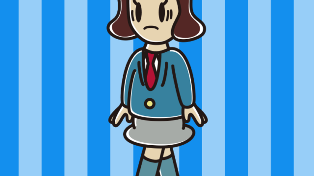 困って歩く女子高校生のイラスト【色、背景あり】PNG