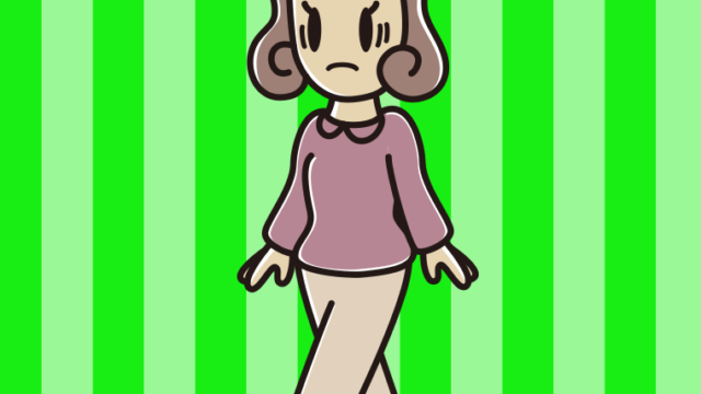 困って歩く女子大学生のイラスト【色、背景あり】PNG