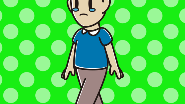 泣きながら歩く男性のイラスト【色、背景あり】PNG