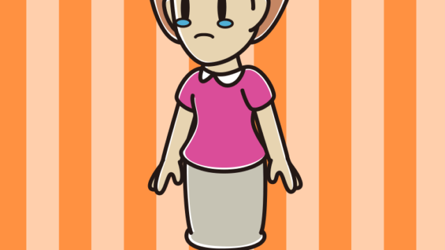 泣きながら歩く女性のイラスト【色、背景あり】PNG