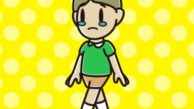 泣きながら歩く小学生男子のイラスト【色、背景あり】PNG