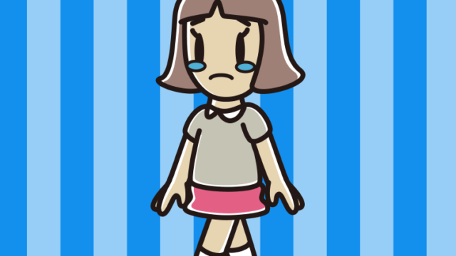 泣きながら歩く小学生女子のイラスト【色、背景あり】PNG