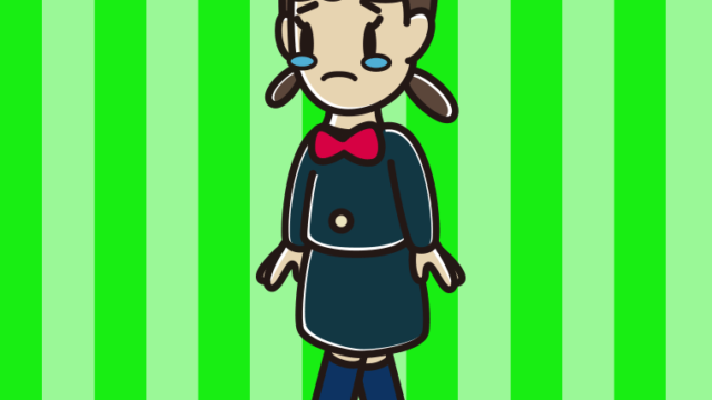 泣きながら歩く女子中学生のイラスト【色、背景あり】PNG