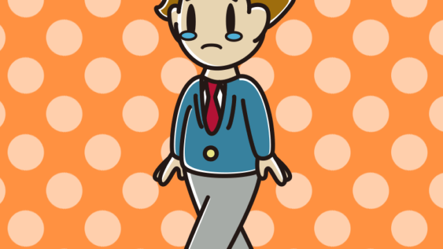 泣きながら歩く男子高校生のイラスト【色、背景あり】PNG