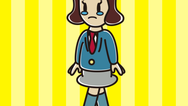 泣きながら歩く女子高校生のイラスト【色、背景あり】PNG