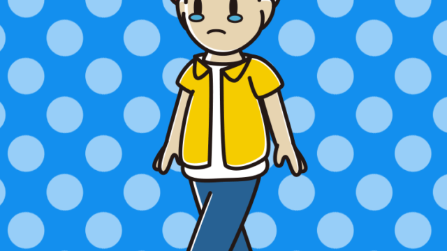 泣きながら歩く男子大学生のイラスト【色、背景あり】PNG